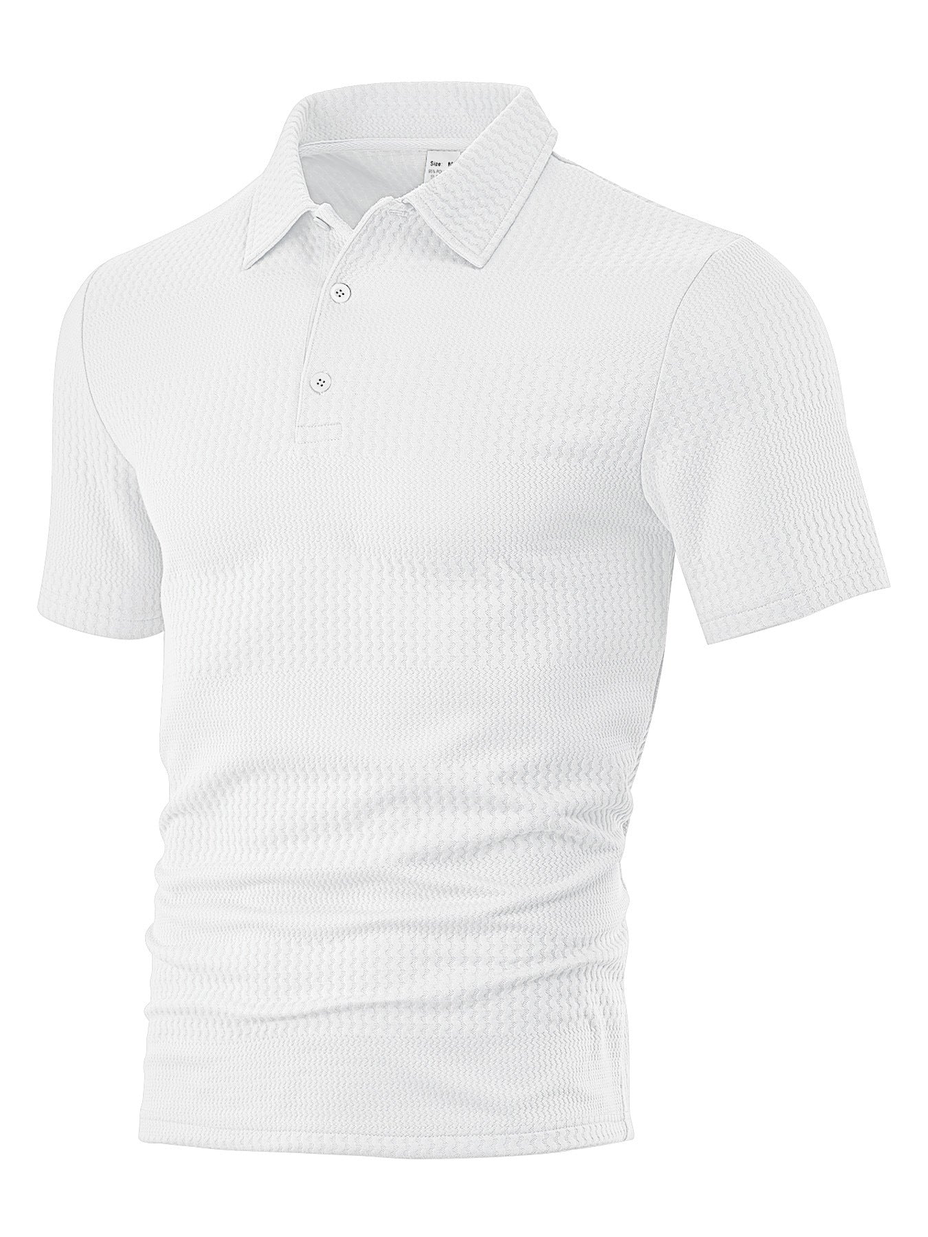 Herren nan körperbetontes Kurzarm-Polo aus elastischem Jacquardstrick mit Hemdkragen