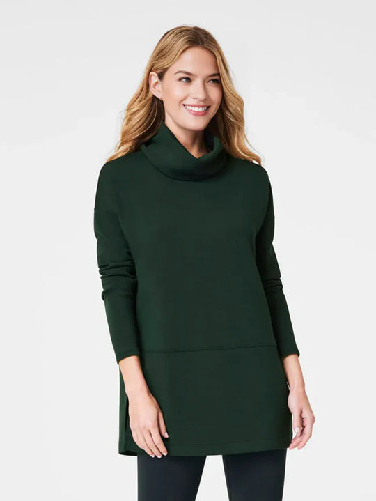 Damen Cozy Funnel Neck Tunika Pullover mit Übergrößen-Schnitt und seitlichen Schlitzen Shop Nory