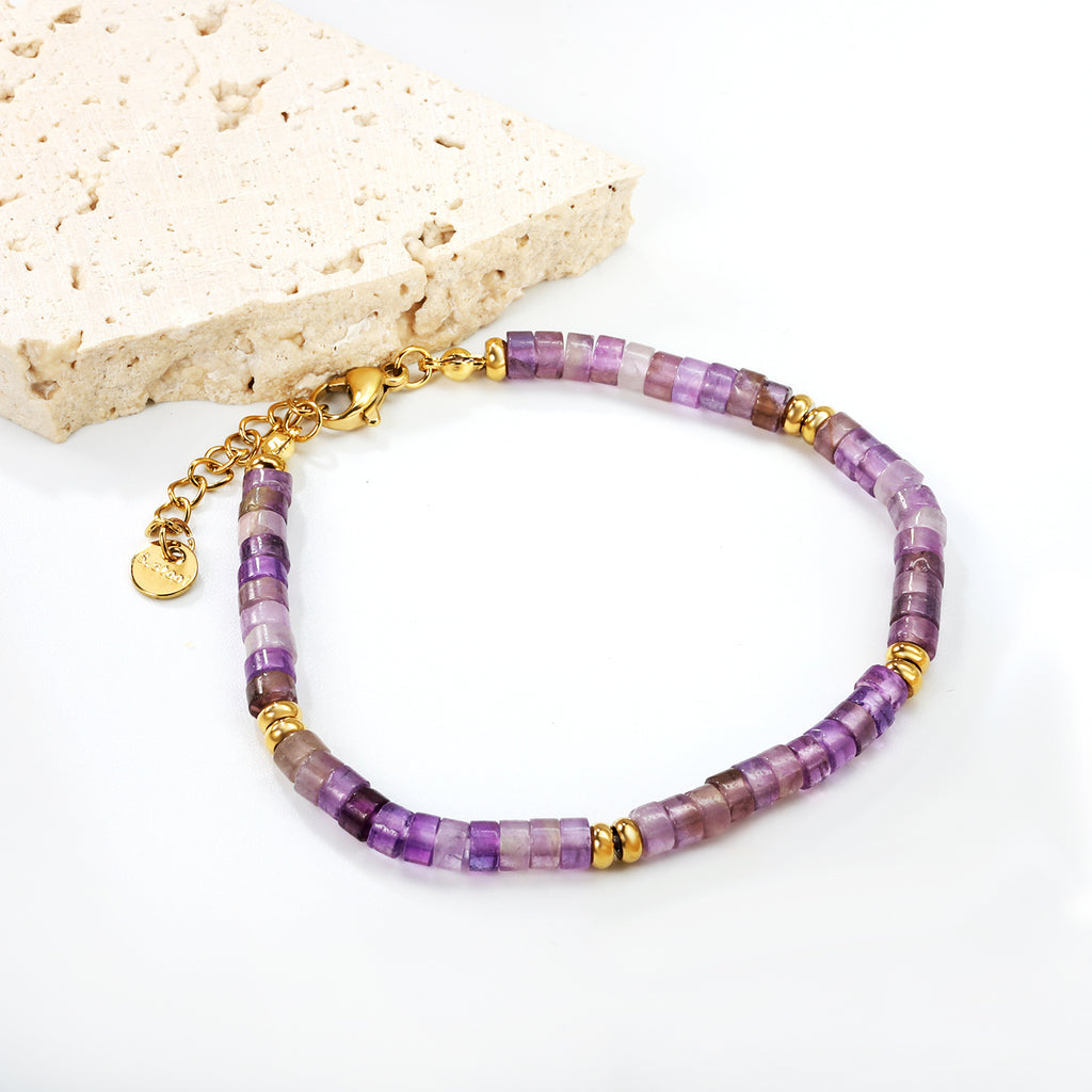 Damen Armband mit bunten Tigeraugen-Perlen und goldplattierten Akzenten Shop Nory