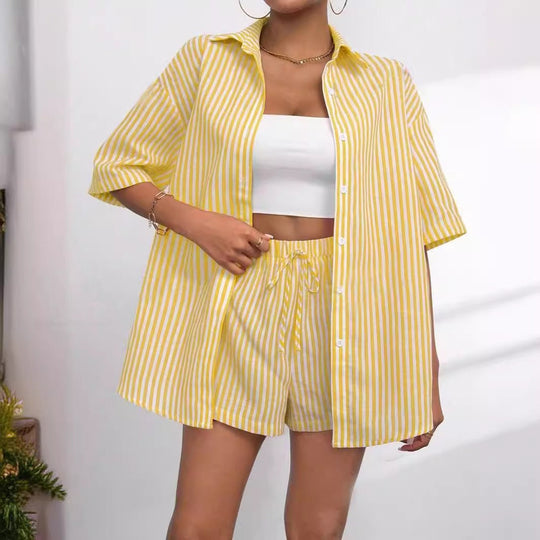 Damen lässiges Hemd und Shorts Set