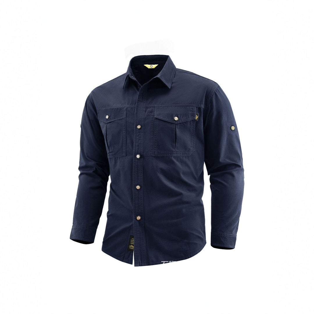 Herren Canvas-Overshirt im Field‑Style mit Brustklappen und durchgehender Knopfleiste Shop Nory