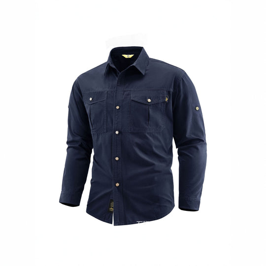 Herren Canvas-Overshirt im Field‑Style mit Brustklappen und durchgehender Knopfleiste Shop Nory
