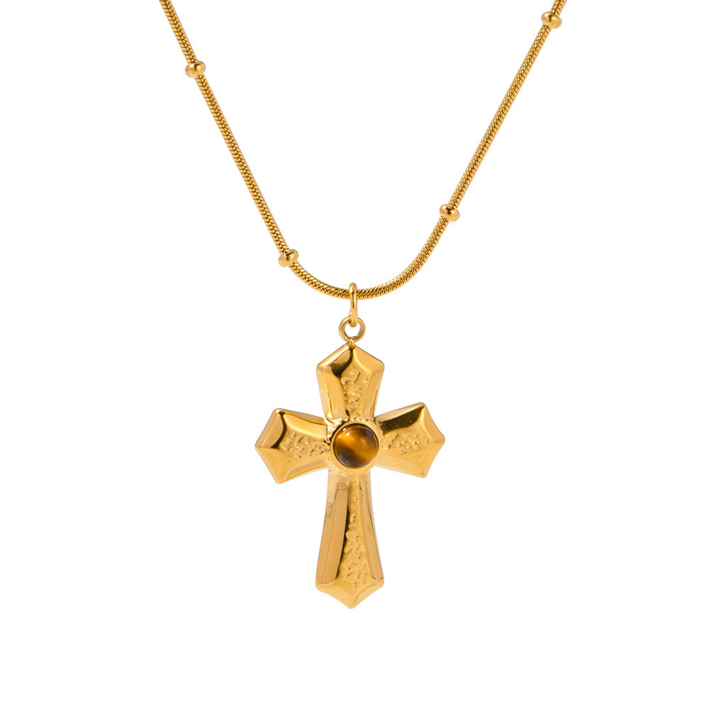 Damen Halskette mit Kreuzanhänger und hochwertigem Goldfinish Shop Nory