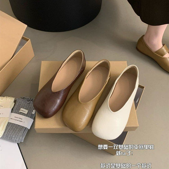 Damen bequeme Ballerinas aus hochwertigem Leder mit flexibler Sohle Shopnory