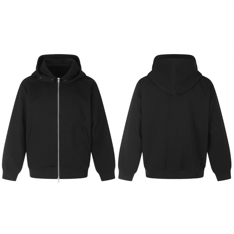 Unisex Boxy-Kapuzenjacke im Minimalstil mit Zwei-Wege-Metallreißverschluss und verdeckten Seitennahttaschen Shop Nory