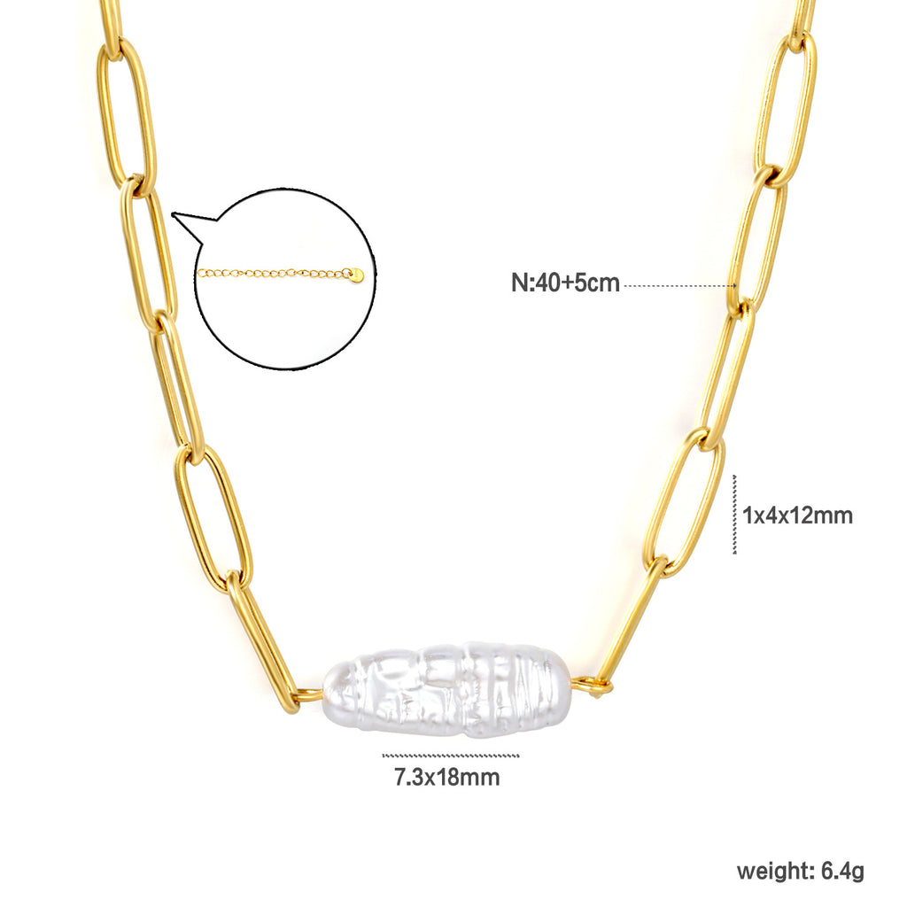 Damen elegante Halskette mit feinem Gliederdesign und einzigartigem Perlenanhänger Shop Nory