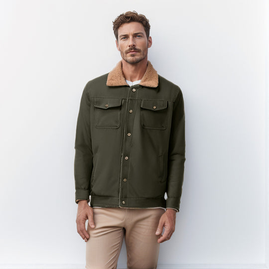 Herren Workwear-Jacke mit Teddykragen und Druckknopfleiste Shop Nory