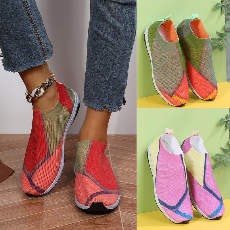 Damen Leichte Strick-Slipper-Sneaker ohne Schnürung mit atmungsaktivem Mesh und gedämpfter Plateausohle Shop Nory