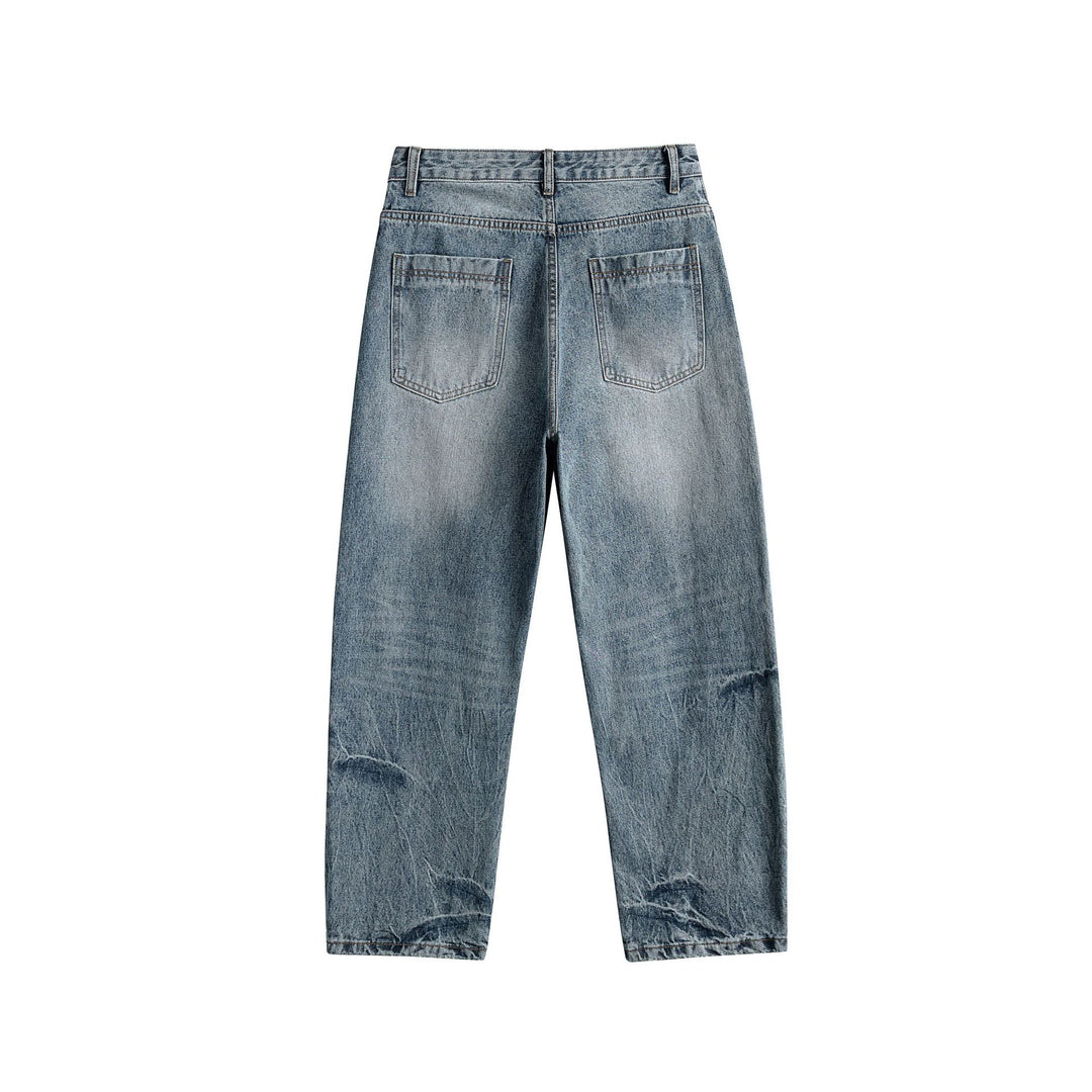Damen Relaxed Straight taillenhohe Denim-Jeans mit Used‑Effekt und weitem Bein Shop Nory