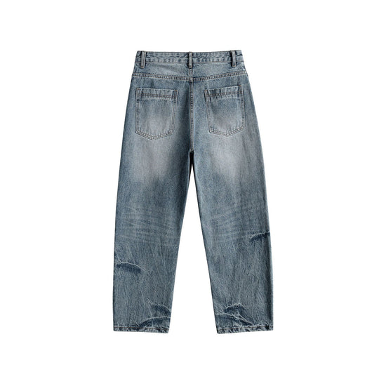 Damen Relaxed Straight taillenhohe Denim-Jeans mit Used‑Effekt und weitem Bein Shop Nory