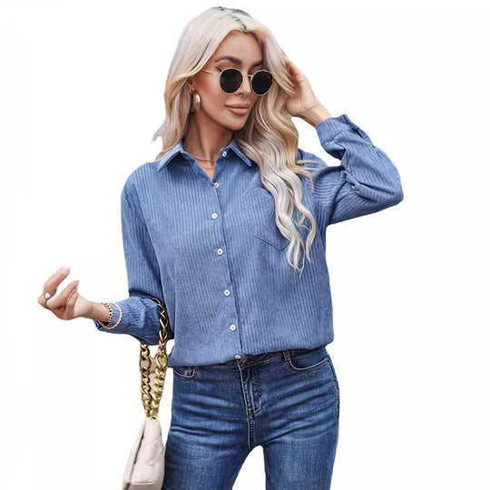 Damen Hemdbluse mit feiner Struktur und Brusttasche Shop Nory