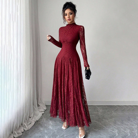 Damen Elegantes Hochzeitskleid mit Spitzenärmeln Shop Nory