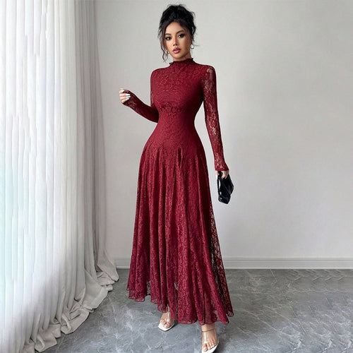 Damen Elegantes Hochzeitskleid mit Spitzenärmeln Shop Nory