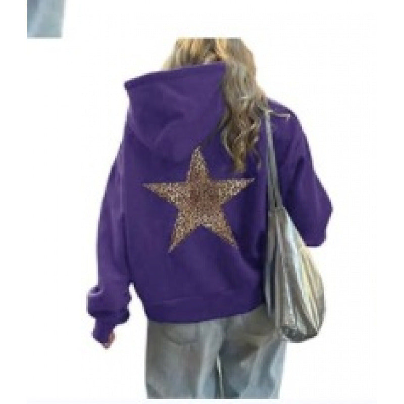 Damen Kapuzenpullover mit glitzerndem Sternmotiv