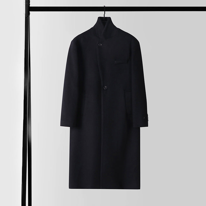 Herren Eleganter langer Einreiher-Wollmantel mit schmalem Revers und taillierter Silhouette Shop Nory