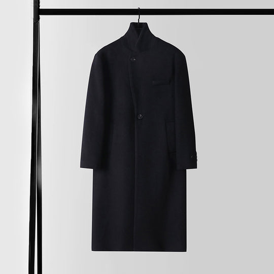 Herren Eleganter Longcoat aus Wollmix mit schmaler Silhouette und Ein-Knopf‑Verschluss Shop Nory