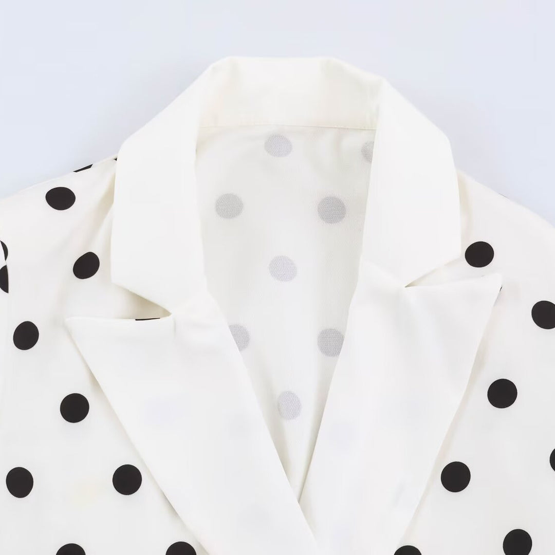 Damen Midilanger Mantel mit Polka‑Dot‑Print, Doppelreiher und Schalkragen Shop Nory