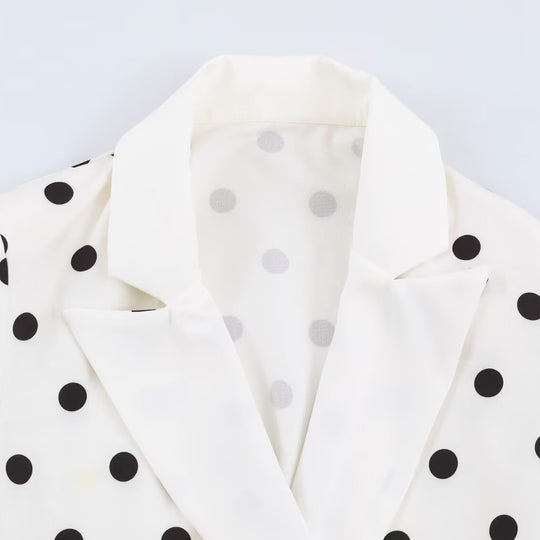 Damen Midilanger Mantel mit Polka‑Dot‑Print, Doppelreiher und Schalkragen Shop Nory