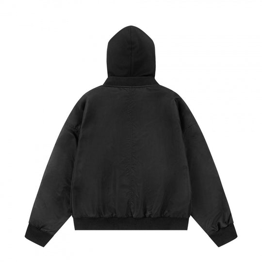 Unisex Oversize Kapuzen-Blousonjacke mit Rippbündchen und Pattentaschen Shop Nory
