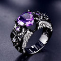 Damen Ring mit kunstvollem Blätter-Design und schimmerndem Amethyst Shop Nory