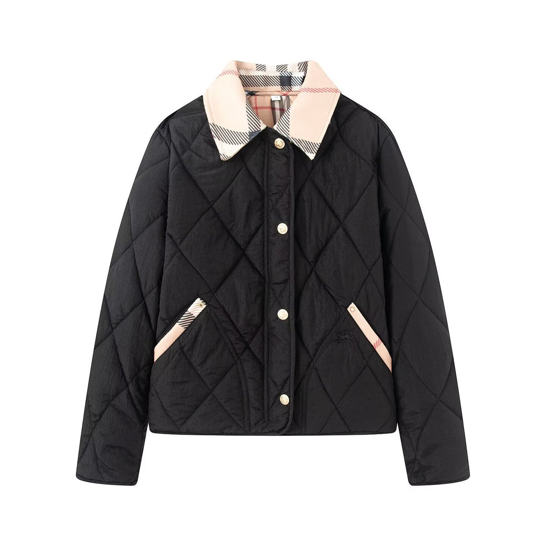 Damen Steppjacke mit karierter Kragen- und Taschenblende Shop Nory