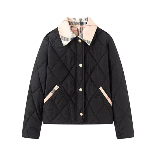 Damen Steppjacke mit karierter Kragen- und Taschenblende Shop Nory