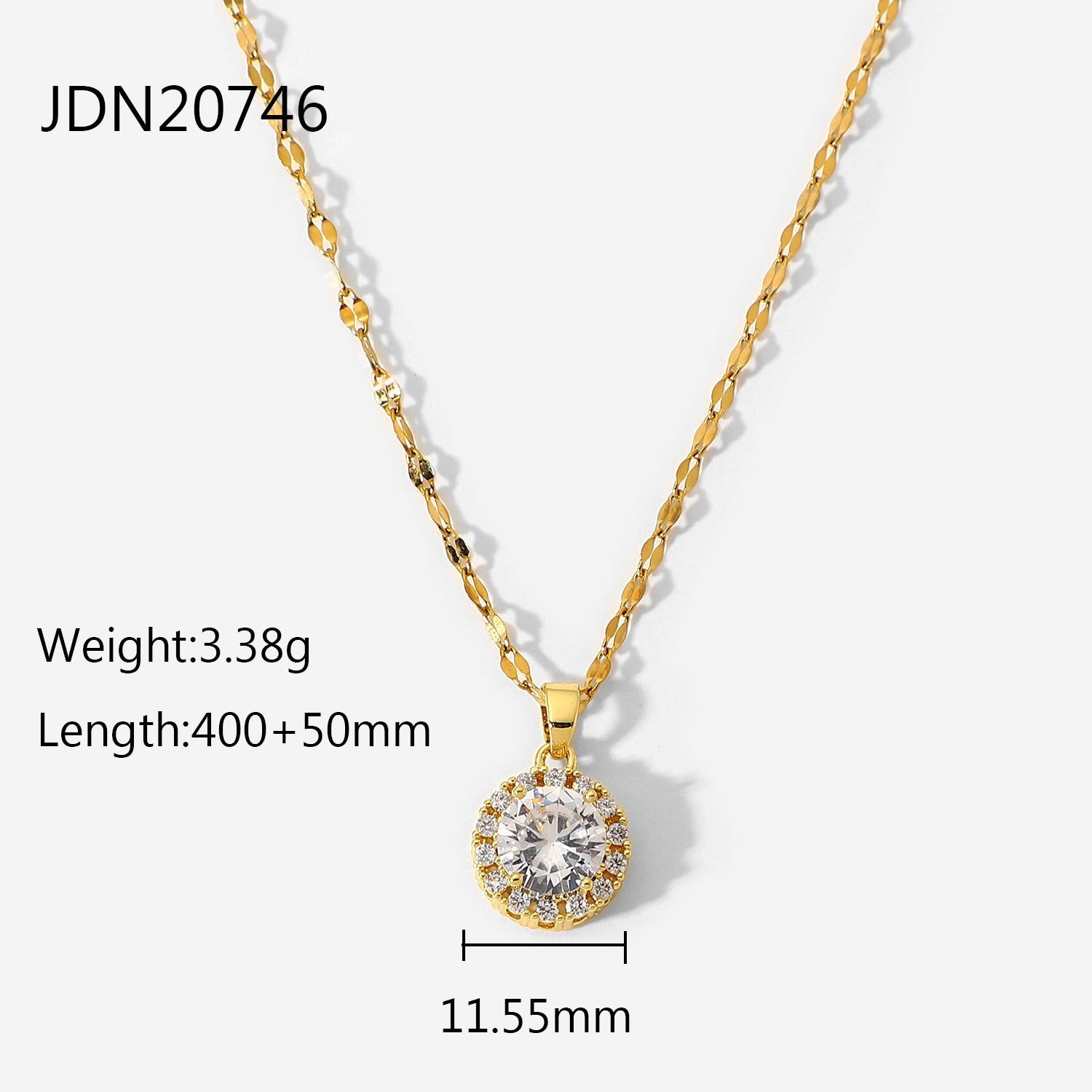 Damen Halskette mit strahlendem Zirkonia-Anhänger und elegante Gliederkette Shop Nory