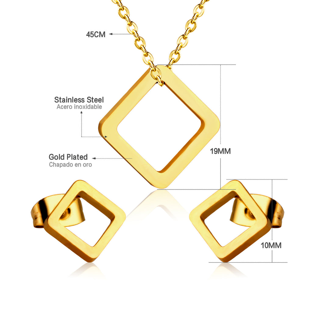 Damen Schmuckset mit quadratischen Anhängern und eleganten Ohrsteckern Shop Nory