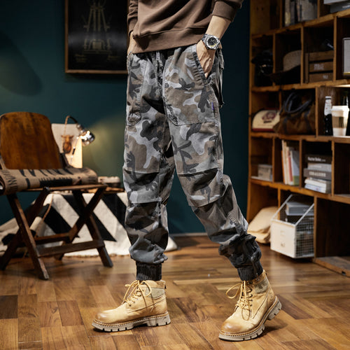 Herren Camouflage-Cargo-Jogger mit elastischem Bund, Utility-Taschen und Kordelzug Shop Nory