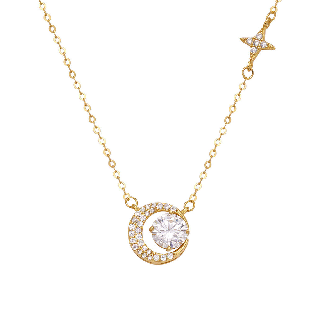 Damen Halskette mit elegantem Mond- und Sternanhänger Shop Nory