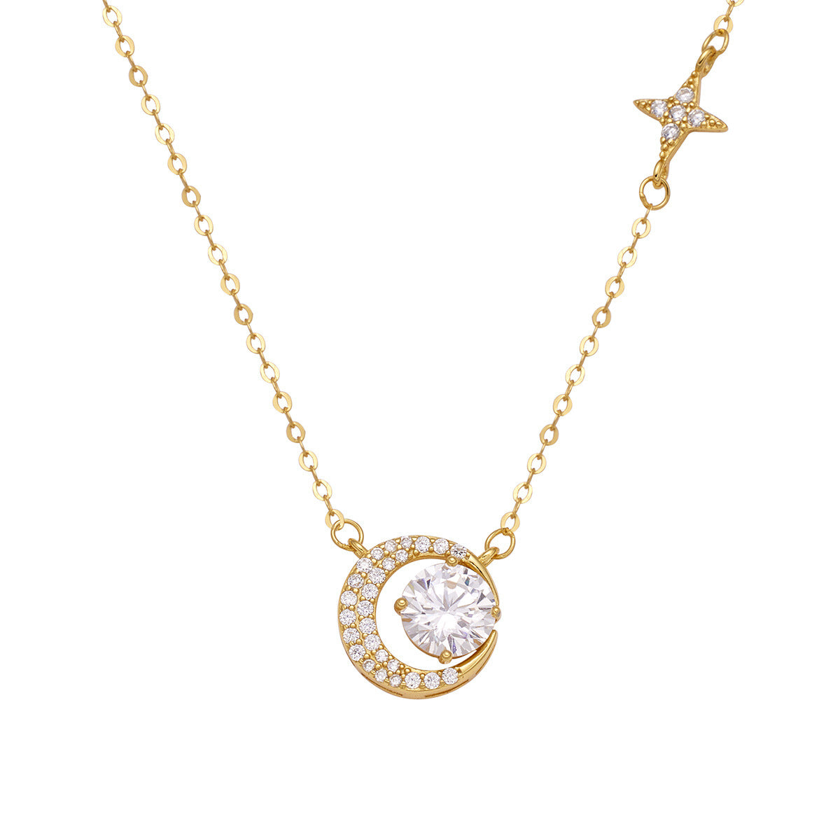 Damen Halskette mit elegantem Mond- und Sternanhänger Shop Nory