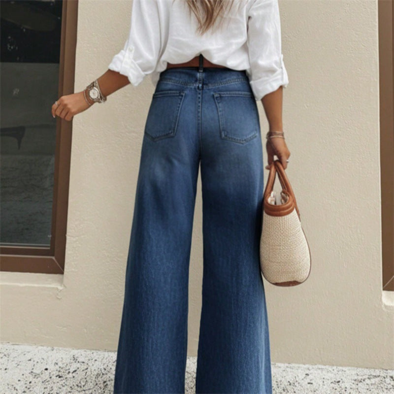 Damen Hochtaillierte extraweite Schlaghose aus Denim Shop Nory