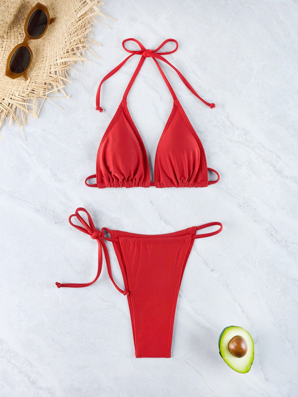 Damen Triangel-Bikini-Set mit verstellbarem Rückenverschluss
