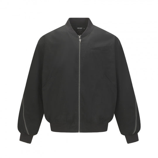 Unisex Boxy-Bomberjacke mit durchgehendem Reißverschluss, geripptem Saum und Brust‑Welttasche Shop Nory