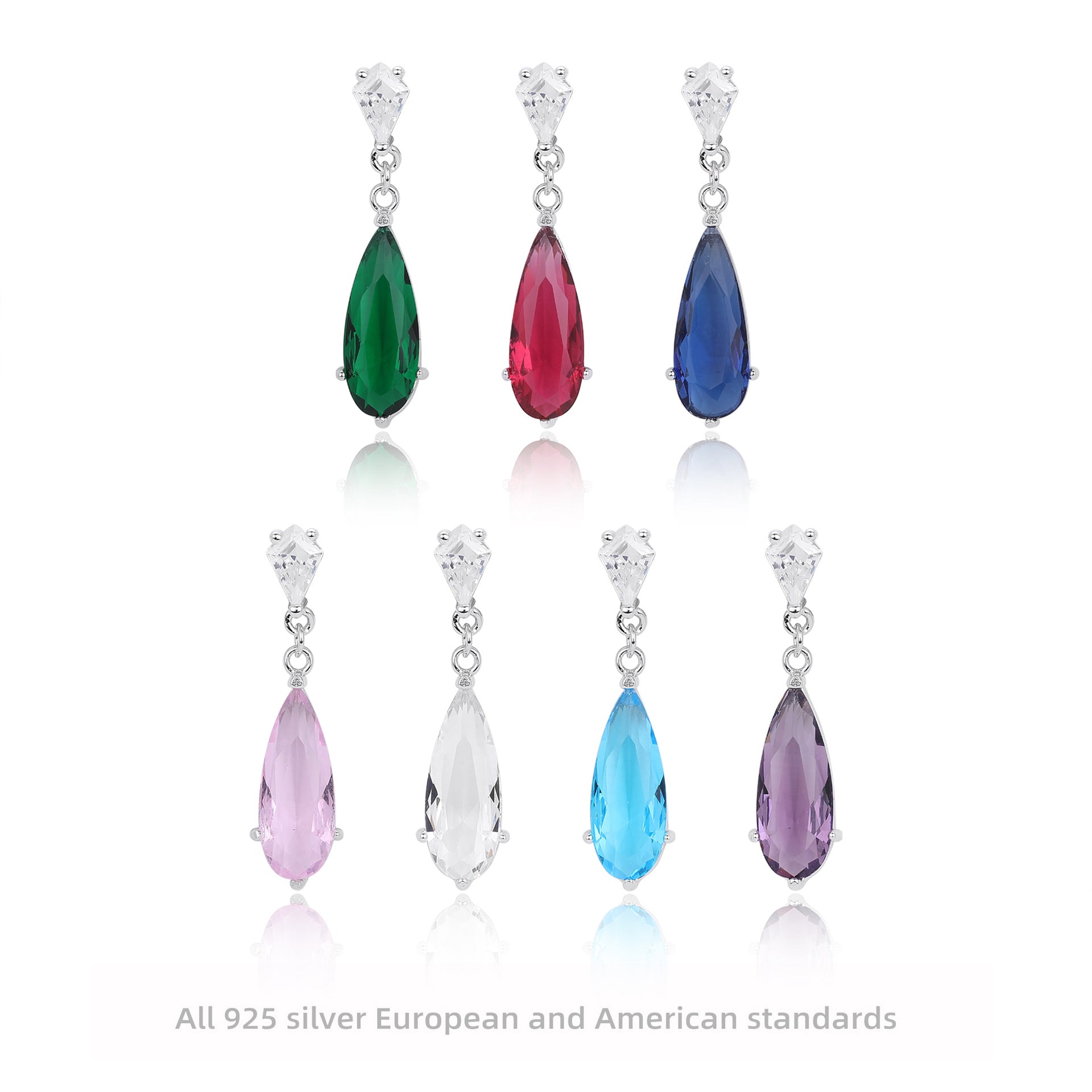 Damen Ohrhänger mit funkelnden Tropfen-Zirkonen aus hochwertigem 925 Sterling Silber Shop Nory