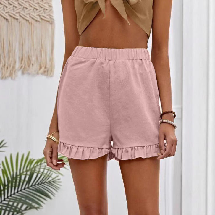 Damen Shorts mit Rüschendetails und Elastischem Bund