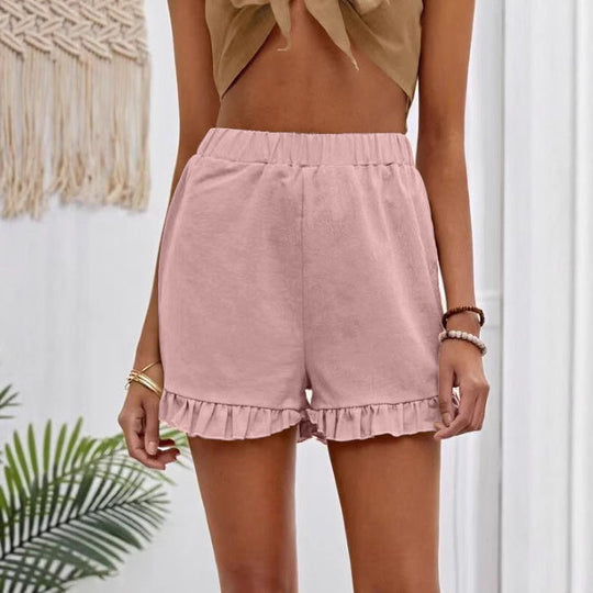 Damen Shorts mit Rüschendetails und Elastischem Bund