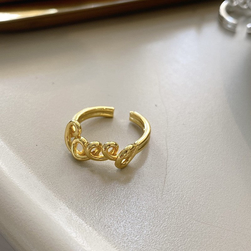 Damen Offener Ring mit kunstvollem Kettenmuster Shop Nory