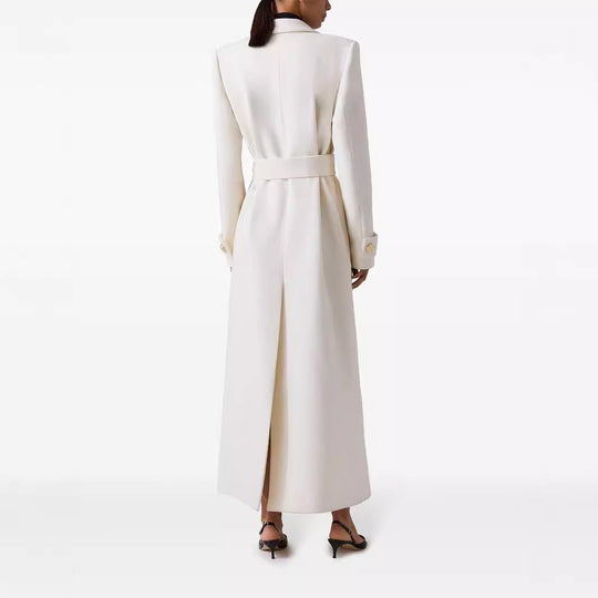 Damen Langer Doppelreihiger Wollmantel mit Taillengürtel Shop Nory