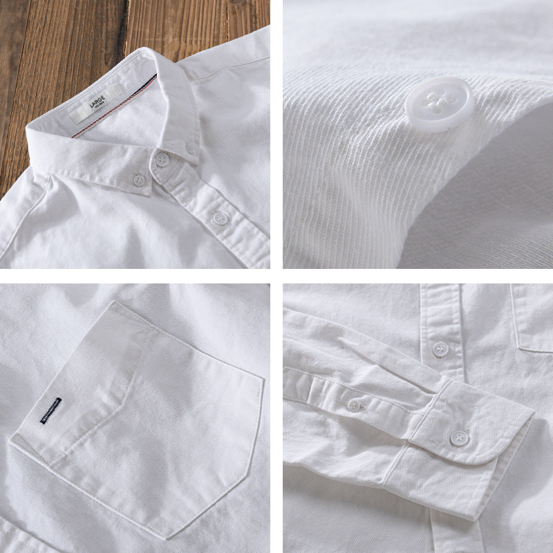 Herren klassisches Button-Down Oxfordhemd aus Baumwolle mit Kentkragen lockerer Schnitt und Brusttasche Shop Nory