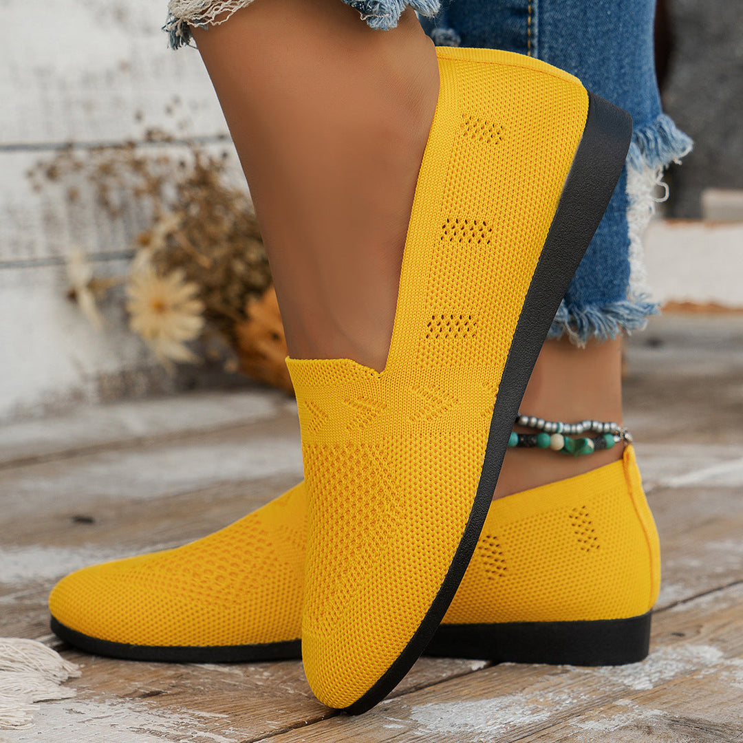 Damen Atmungsaktive Slip-On Sneakers mit flexiblem Strickdesign