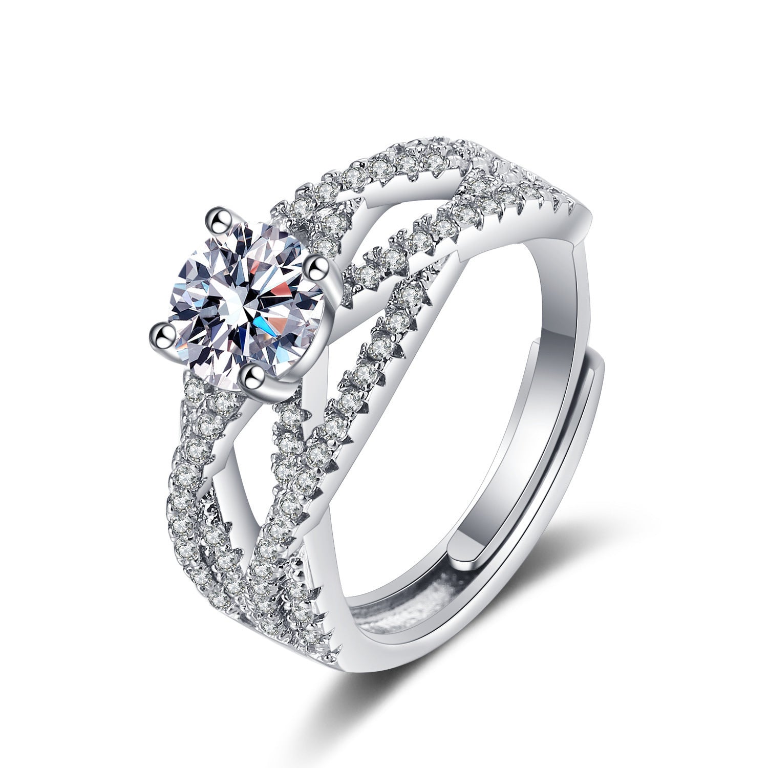 Damen eleganter Zirkonia-Verlobungsring mit geschwungenem Design Shop Nory