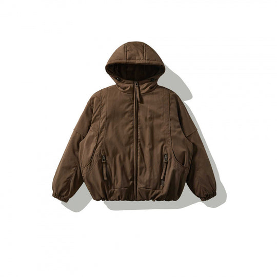 Unisex Oversize Stepp-Bomberjacke mit hoher Kapuze, geformten Pattentaschen und elastischem Saum Shop Nory