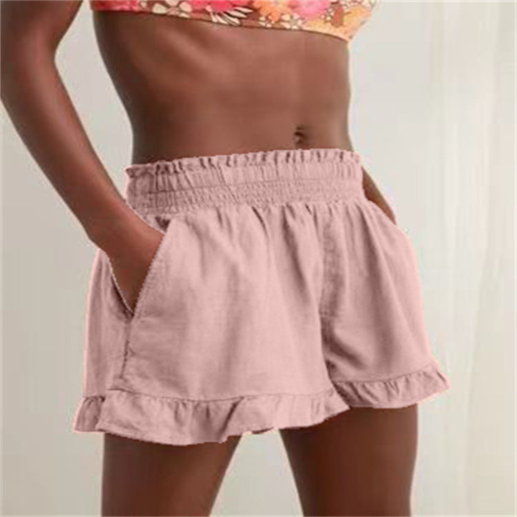 Damen Lockere Shorts mit Volant und Taschen
