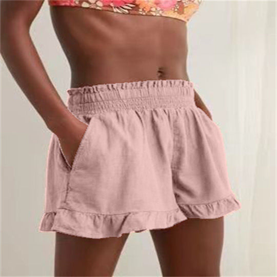 Damen Lockere Shorts mit Volant und Taschen