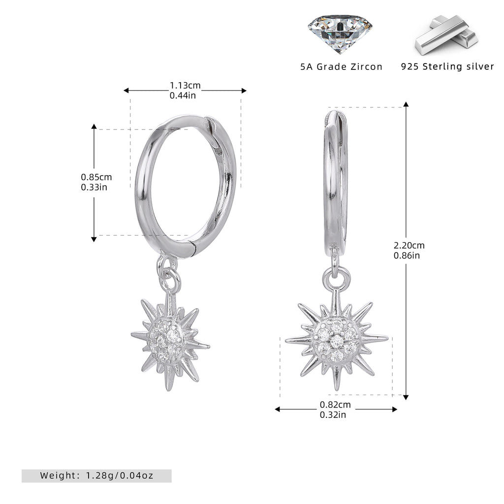 Damen Ohrhänger mit glänzendem Sonnenanhänger aus hochwertigem 925 Sterling Silber Shop Nory