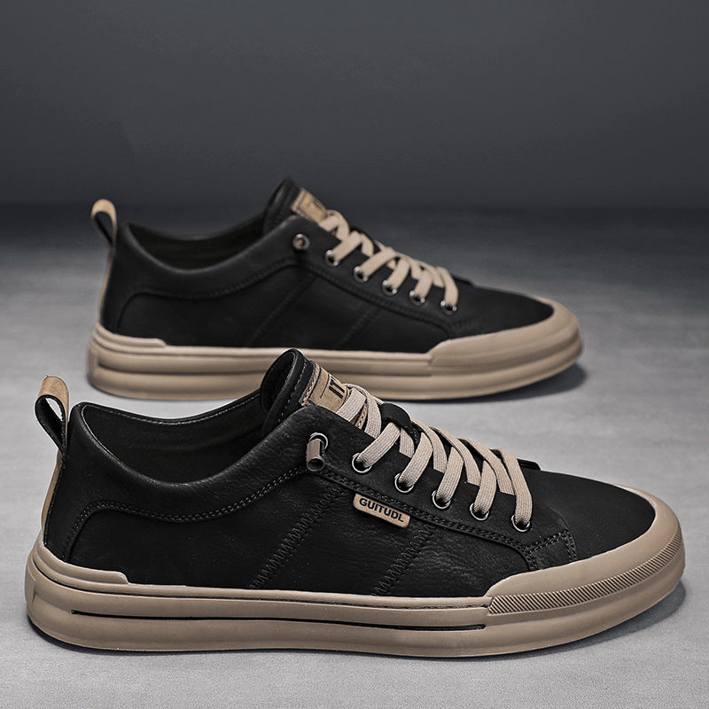 Herren Lässige Leder-Sneaker mit gepolstertem Knöchelkragen und robuster Gummisohle Shopy Nory