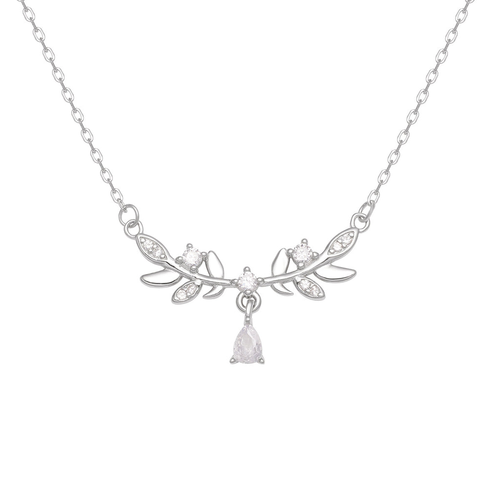 Damen filigrane Halskette mit botanischem Design und funkelnden Zirkonia Shop Nory
