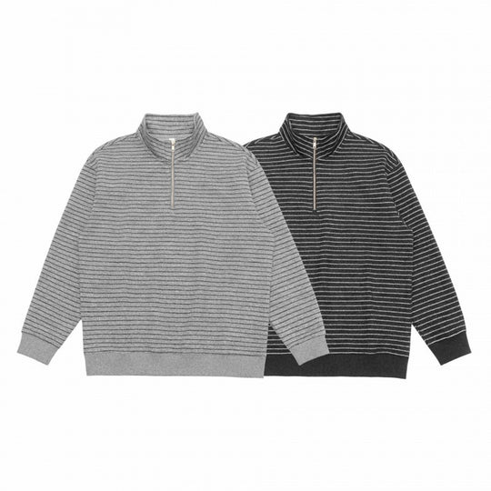 Unisex Oversize-Feinstrickpullover mit halbem Reißverschluss und Stehkragen Shop Nory