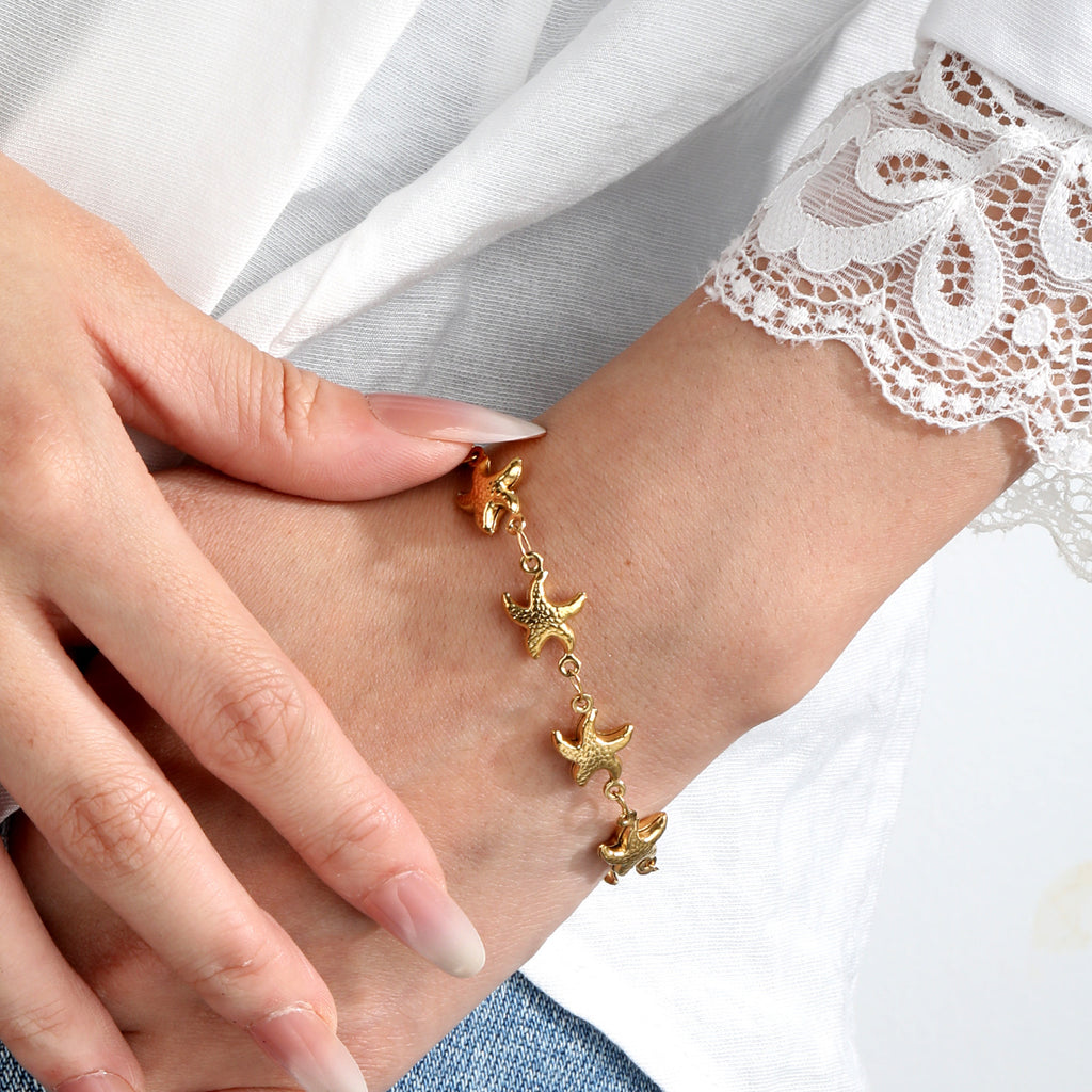 Damen Armband mit Meeresstern-Anhängern und verstellbarem Verschluss Shop Nory